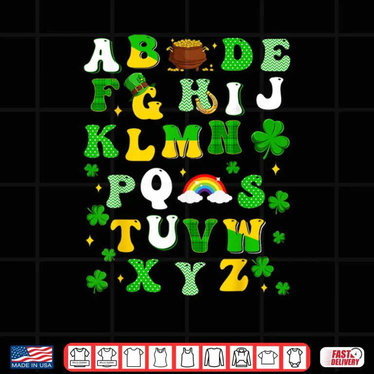 Design ABCs Alphabet Learning Preschool Shamrocks St. Patricks Day Shirt