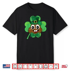 Saint Patrick’s Day Funny Poop Emoji Leprechaun Green Clover Shirt