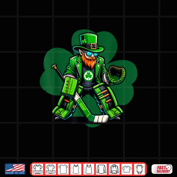 Design Hockey Goalie Saint Patricks Day Irish Shamrock Shirt