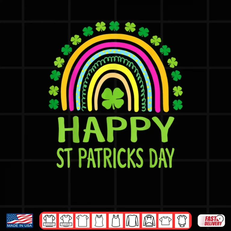 Design Happy St Saint Patricks Day Rainbow Girls Kids Shirt