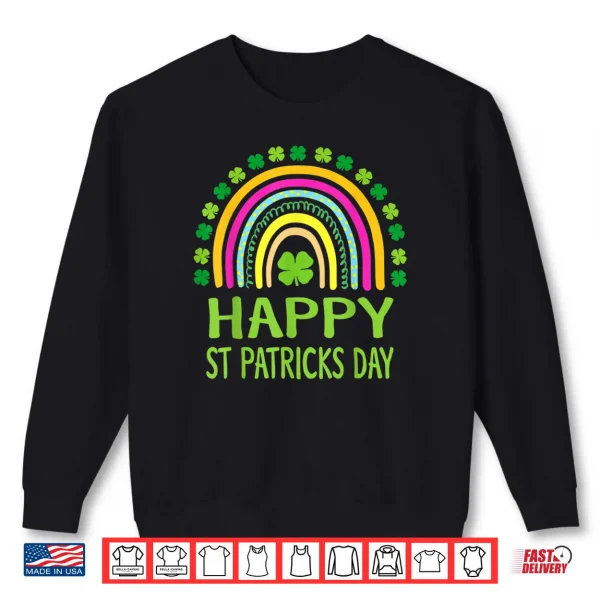 Sweatshirt Happy St Saint Patricks Day Rainbow Girls Kids Shirt