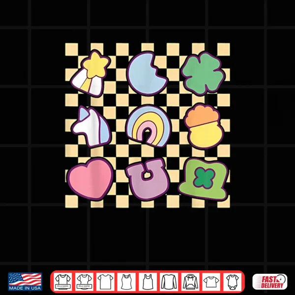 Groovy Lucky Charm Saint Patrick's Day Women's Shamrock Shirt 4 Design Groovy Lucky Charm Saint Patricks Day Womens Shamrock Shirt