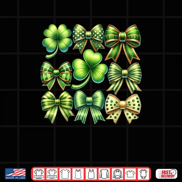 Coquette Patrick's Day Bow Shamrock Saint Patty's Day Girls Shirt 4 Design Coquette Patricks Day Bow Shamrock Saint Pattys Day Girls Shirt