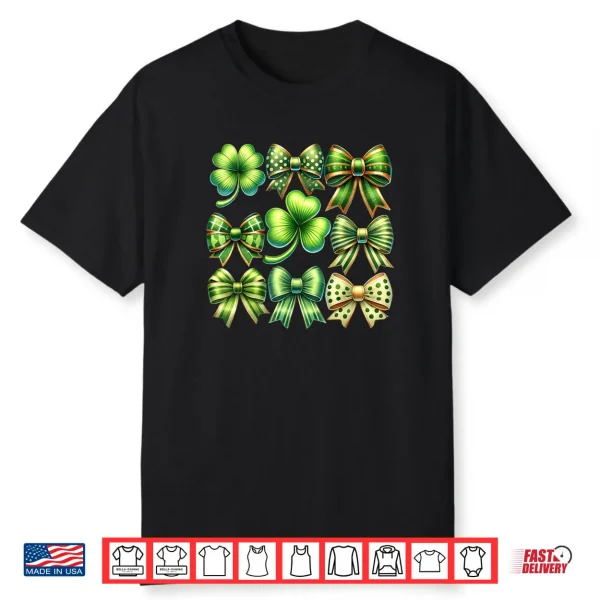 Coquette Patrick’s Day Bow Shamrock Saint Patty’s Day Girls Shirt