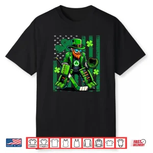 American Flag Hockey Goalie Saint Patrick’s Day Shamrock Shirt