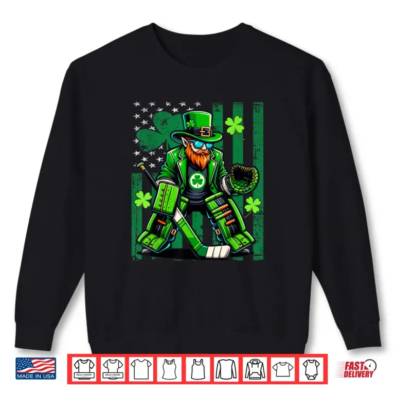 Sweatshirt American Flag Hockey Goalie Saint Patricks Day Shamrock Shirt