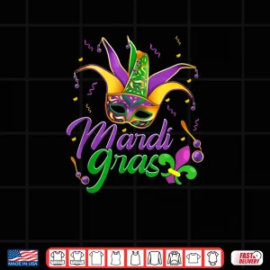 Design Mask Jester Hat Colorful Carnival Party Mardi Gras Shirt