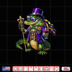 Design Mardigator Alligator Mardi Gras Carnival Jester Beads Shirt