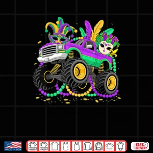 Design Mardi Gras Monster Truck Mask Feathers Shirt