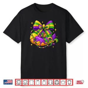 King Cake Season Coquette Bow Fleur De Lis Mardi Gras Shirt