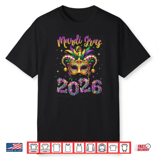 Happy Mardi Gras Carnival 2026 Jester Hat Shirt