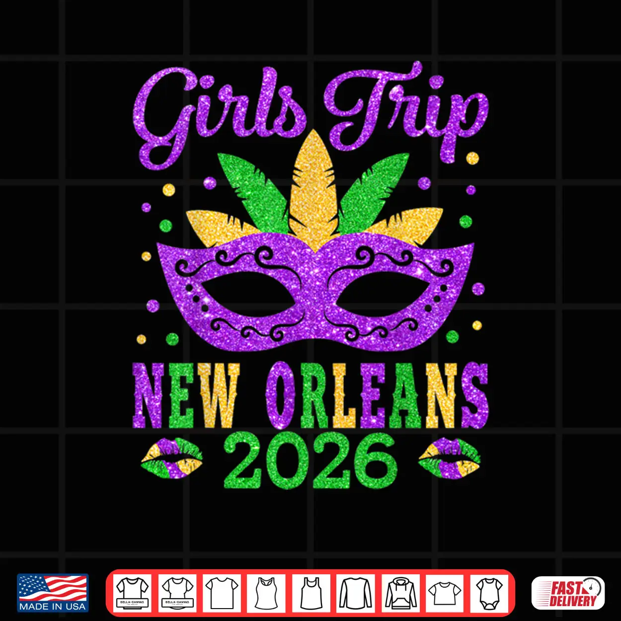 Girls Trip New Orleans 2026 Mask Mardi Gras Festival Shirt Girls Trip New Orleans 2026 Mask Mardi Gras Festival Shirt