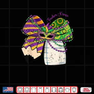 Design Coquette Bow Pencil Mask Beads Mardi Gras Teacher Krewe Cute Shirt