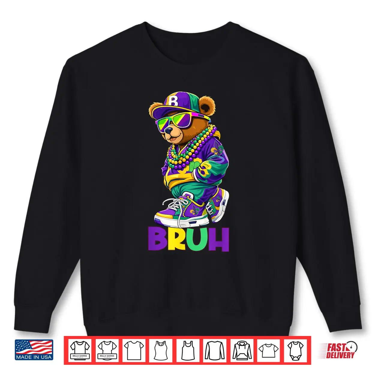 Bruh Meme Hip Hop Teddy Bear NOLA Mardi Gras Shirt Bruh Meme Hip Hop Teddy Bear NOLA Mardi Gras Shirt