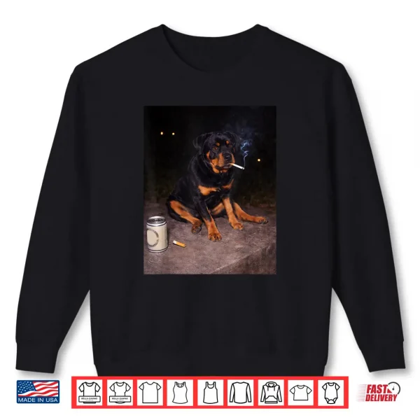 Sweatshirt Funny Smoking Dog Rottweiler Meme Shirt