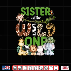 Design Sister of The Wild One Safari Jungle 1St Birthday Kids Shirt