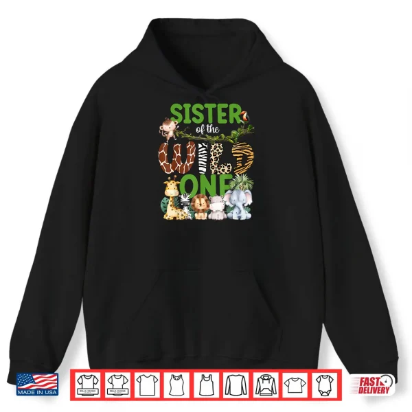 Hoodie Sister of The Wild One Safari Jungle 1St Birthday Kids Shirt