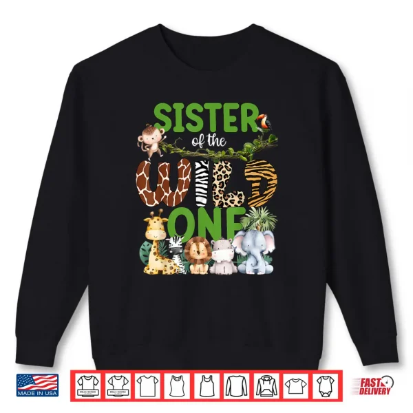 Sweatshirt Sister of The Wild One Safari Jungle 1St Birthday Kids Shirt