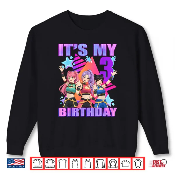 3 Years Old Birthday K pop Kids 3rd Birthday Girls K pop Shirt 1 Sweatshirt 3 Years Old Birthday K pop Kids 3rd Birthday Girls K pop Shirt