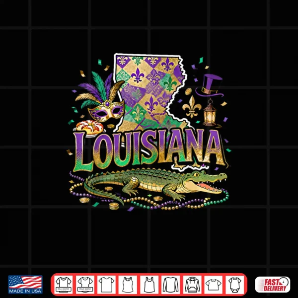 Design Louisiana Mardi Gras Alligator Carnival Shirt 1