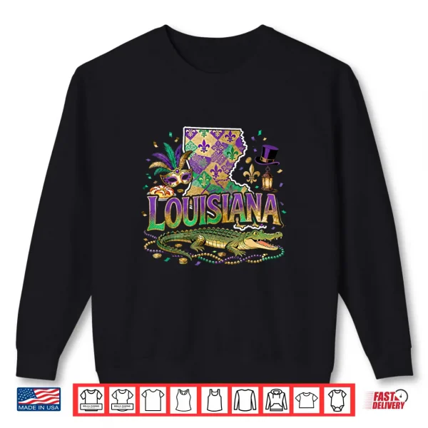 Sweatshirt Louisiana Mardi Gras Alligator Carnival Shirt 1