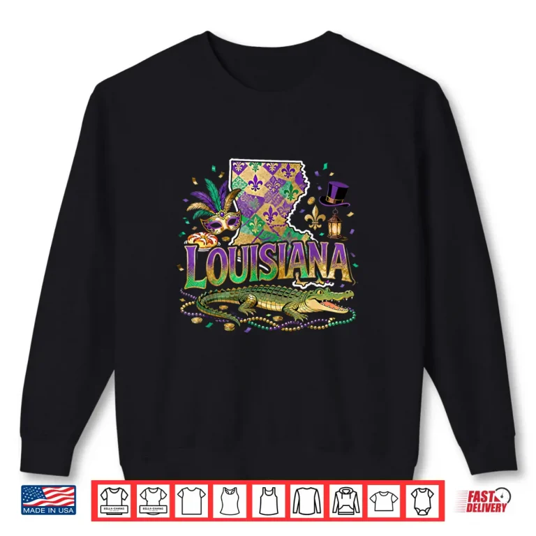 Sweatshirt Louisiana Mardi Gras Alligator Carnival Shirt 1