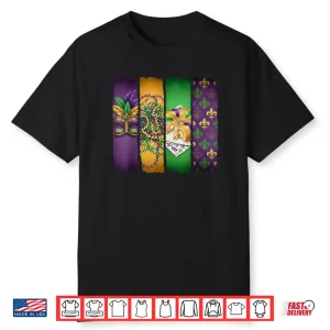 Four Panel New Orleans Fleur De Lis King Cake Mardi Gras Shirt