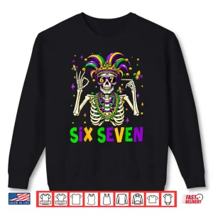 Sweatshirt 67 Mardi Gras Skeleton 6 7 Meme Mask Beads Six Seven Shirt