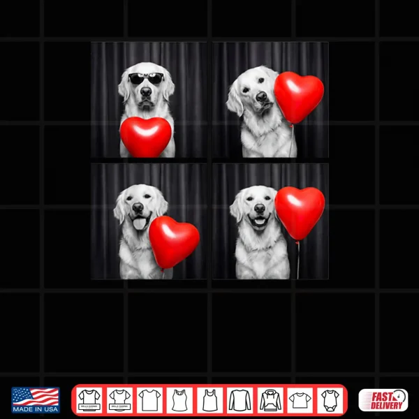 Design Golden Retriever Photobooth Dog Lover Valentines Shirt
