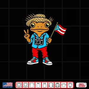 Design Coqui Frog Puerto Rico Flag Taino Boricua Shirt