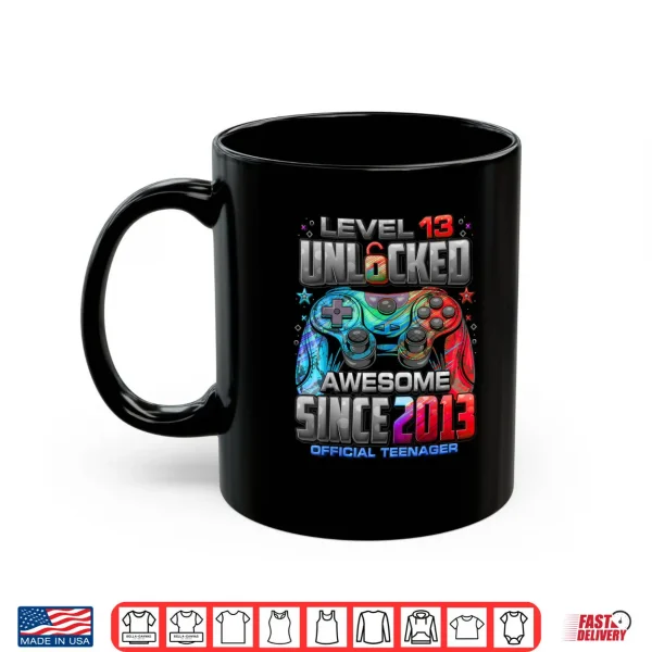 Mug Level 13 Unlocked Awesome Since 2013 13th Birthday Gaming Shirt