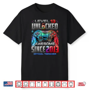 Level 13 Unlocked Awesome Since 2013 13th Birthday Gaming Shirt