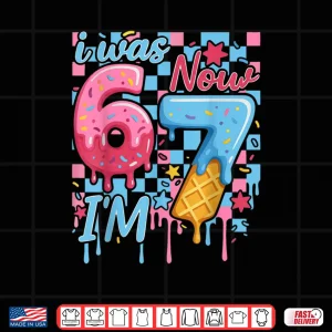 Design I was 6 Now Im 7 Funny Ice Cream Drip Birthday Shirt