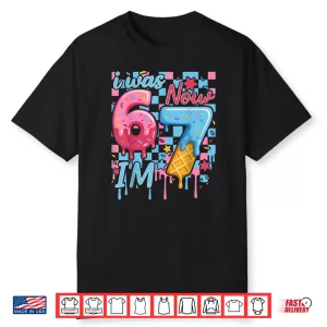 I was 6 Now Im 7 Funny Ice Cream Drip Birthday Shirt