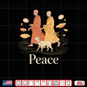 Design Peace Walking Monks Zen Calm Minimalist Art Shirt
