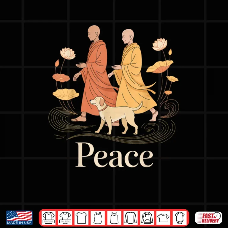 Design Peace Walking Monks Zen Calm Minimalist Art Shirt
