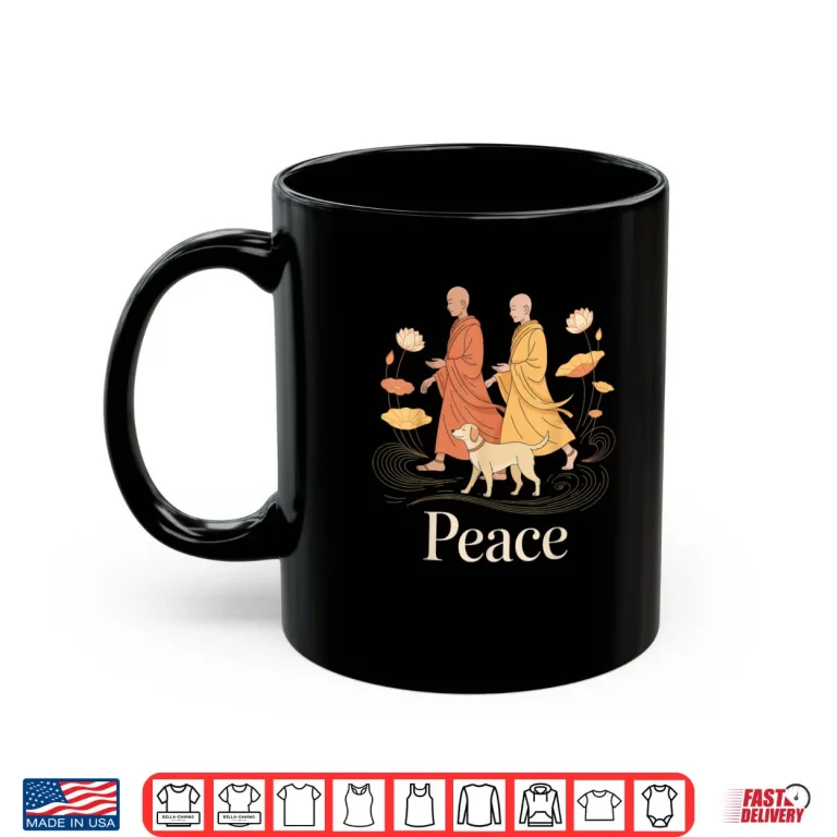 Mug Peace Walking Monks Zen Calm Minimalist Art Shirt