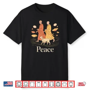 Peace Walking Monks Zen Calm Minimalist Art Shirt