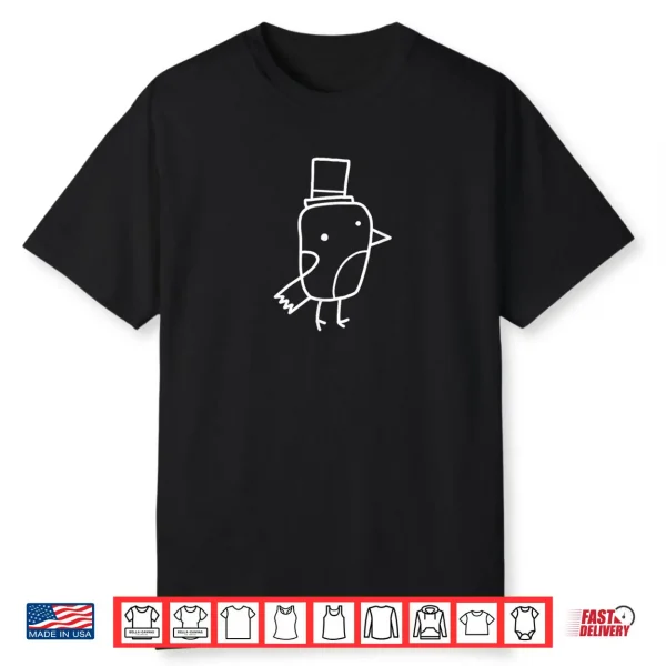 Minimalist Line Art Gentleman Bird Doodle Shirt