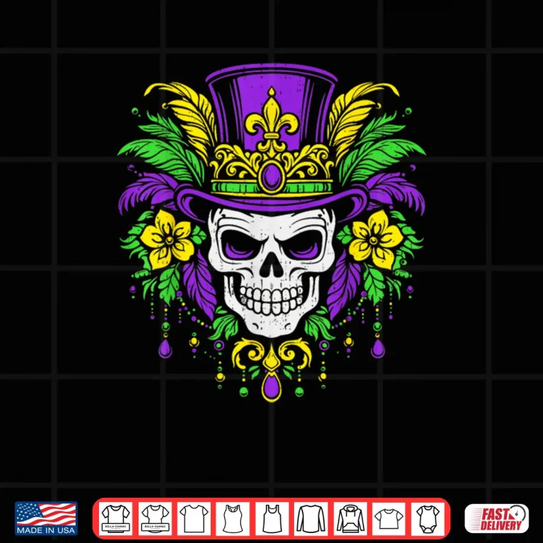 Design Men Mardi Gras Skull Carnival Festival Jester Beads Parade Shirt