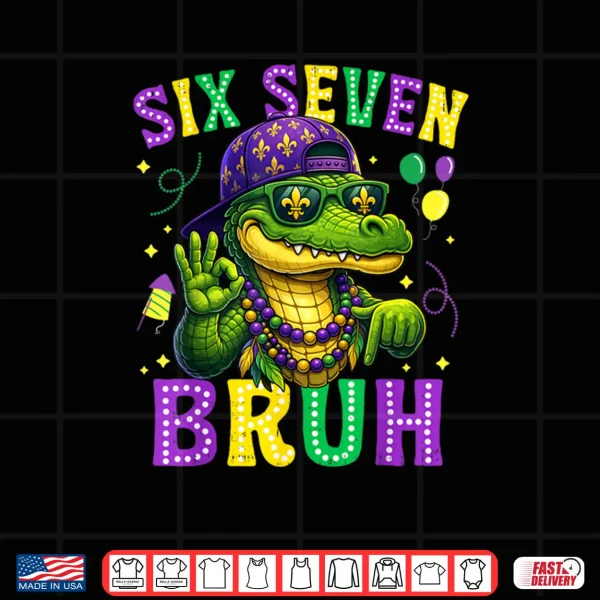 Mardi Gras Six Seven Bruh Mardigator Alligator 6 7 Meme Boys Shirt 4 Design Mardi Gras Six Seven Bruh Mardigator Alligator 6 7 Meme Boys Shirt