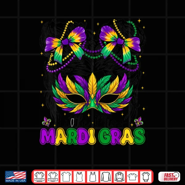 Design Mardi Gras Messy Bun Coquette Bead Shirt