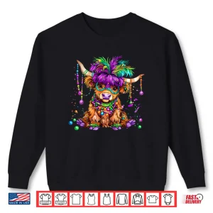 Sweatshirt Mardi Gras Highland Cow Moody Gras Funny Pun Fat Tuesday Shirt