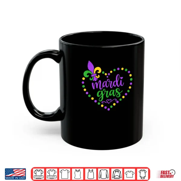 Mug Mardi Gras Carnival Hearts Jester Beads Shirt