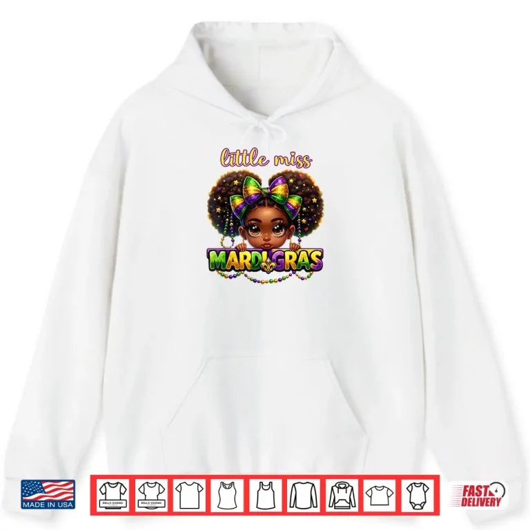 Hoodie Little Miss Mardi Gras Messy Bun Girls Shirt