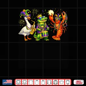 Design ABC Alligator Brown Pelican Crawfish Louisiana Mardi Gras Shirt