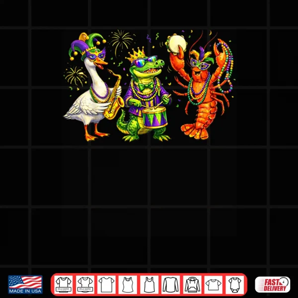 Design ABC Alligator Brown Pelican Crawfish Louisiana Mardi Gras Shirt