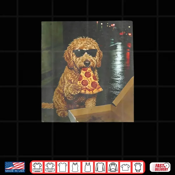 Design Dog Eating Pizza Goldendoodle Meme Shirt