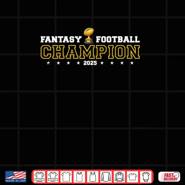 Design Fantasy Football Champion 2025 Shield Trophy Emblem Shirt