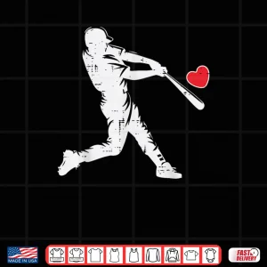 Design Valentines Day Baseball Batter Silhouette Heart Shirt